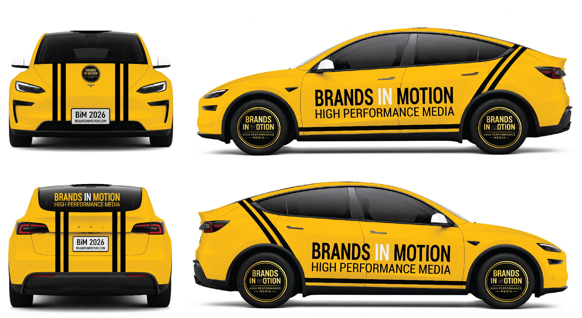 Brands In Motion yellow vehicle wrap on autonomous robotaxi